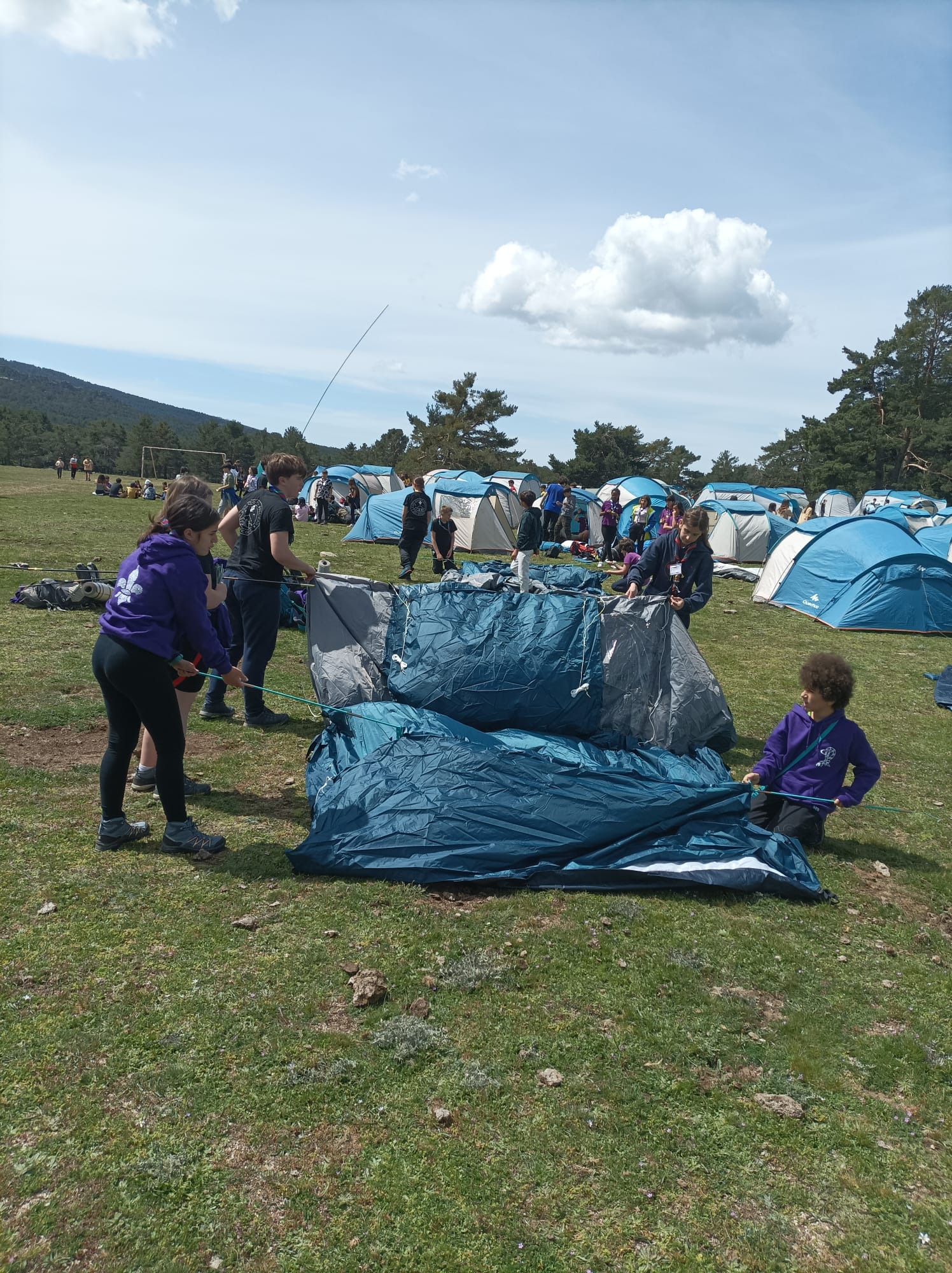 Campamento de invierno en el monte